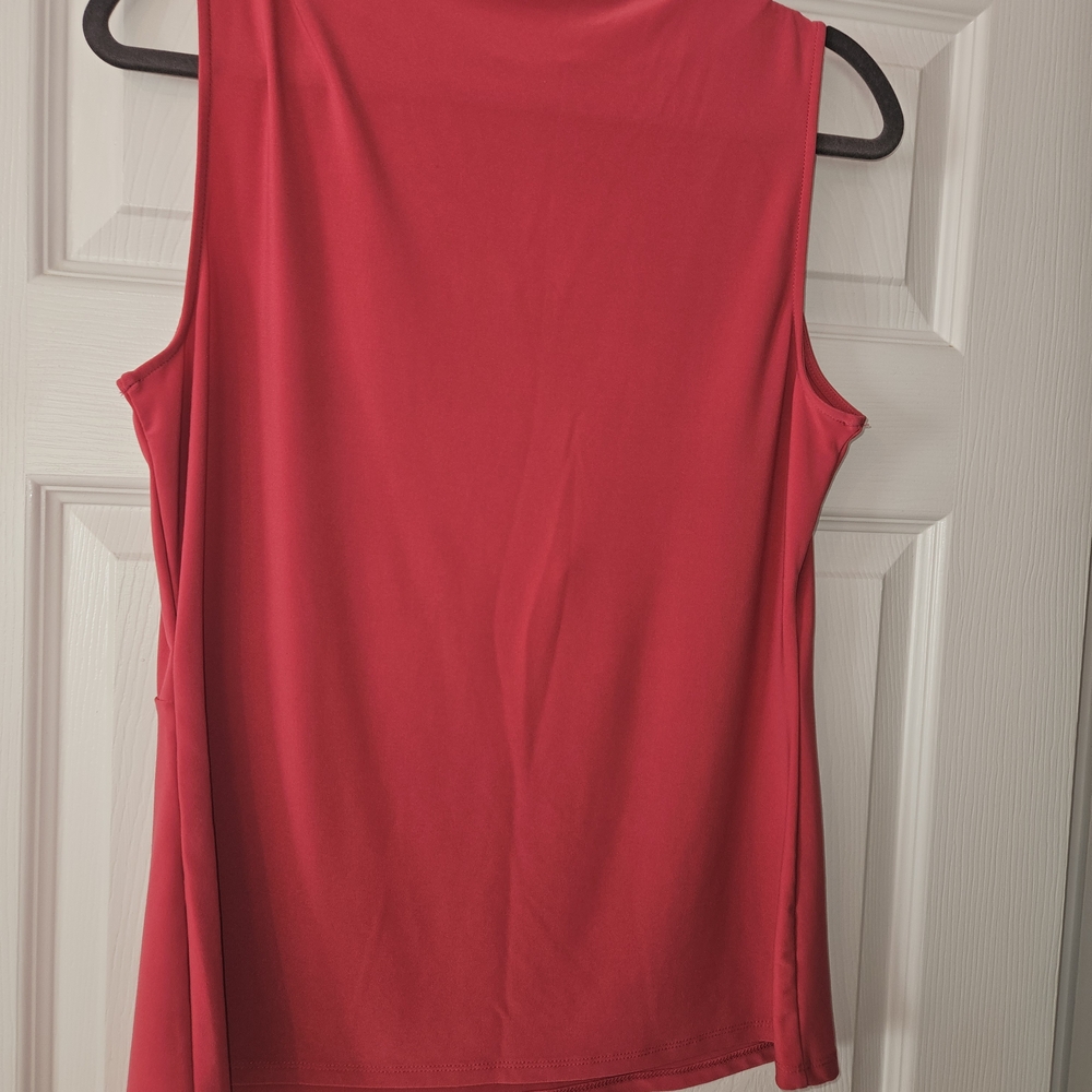 Donna Karan Women's Red Orange Sleeveless Blouse - Picture 2 of 2